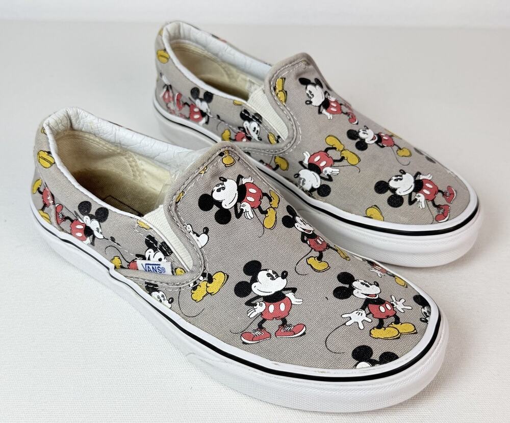 Vans Unisex X Disney Mickey Mouse Grey Classic Slip-On Shoes Women’s Size 7